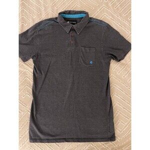 Quiksilver Polo Shirt Mens M Gray Short Sleeve Casual Stretch Surf Surfer Men